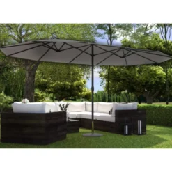 Venice parasol double gris droit ovale 27 x 46 m