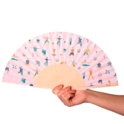 Éventail pliant en bois certifié FSC® motif yoga