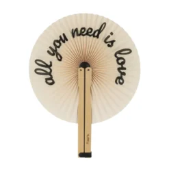 Éventail pliant rond en bois FSC All You Need Is Love