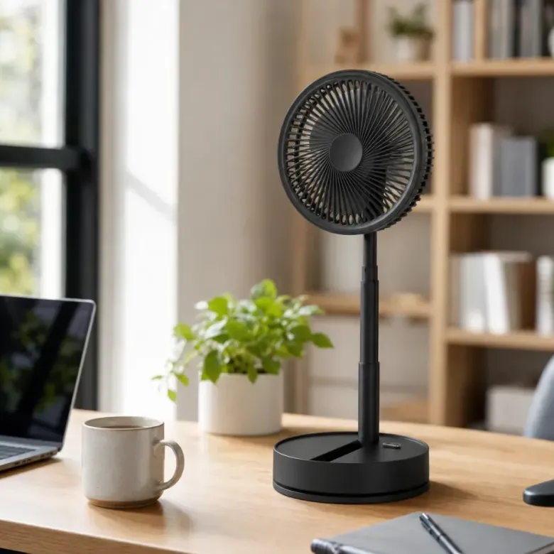 Ventilateur pliable sans fil, pied télescopique 40-105 cm, noir