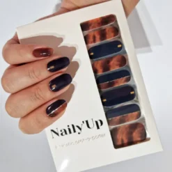 Vernis autocollant tortoise elegance - manucure facile longue tenue Écaille et bleu nuit