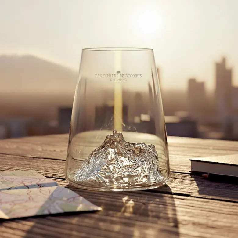 Verre design topographic : pic de midi de bigorre