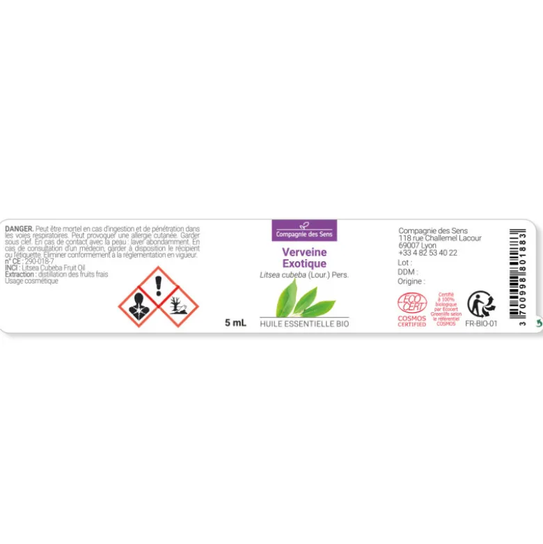 Verveine exotique (litsea cubeba) - huile essentielle bio - 30ml garantie chroma
