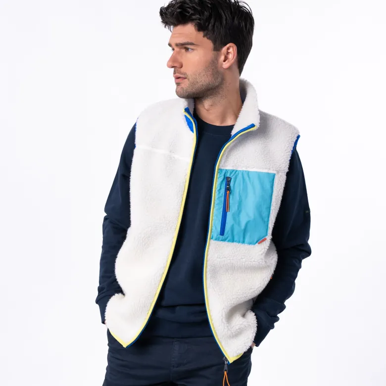 Veste sherpa sans manches mixte ivoire XS