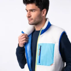Veste sherpa sans manches mixte ivoire XS