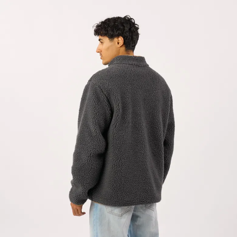 Veste sherpa zippée manches longues gris anthracite XS