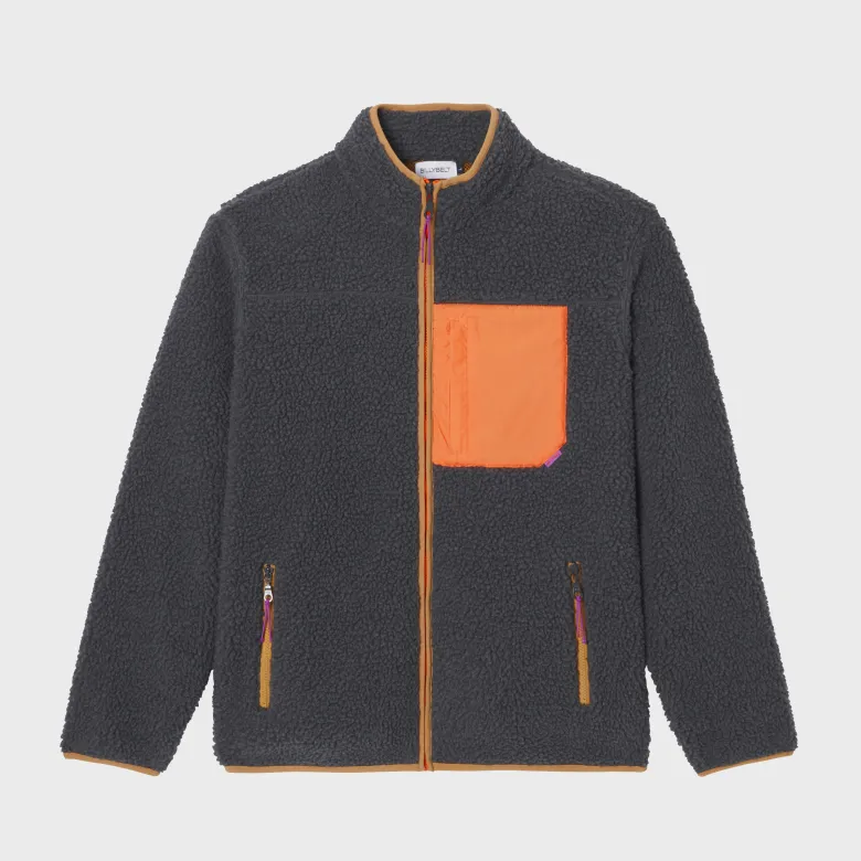 Veste sherpa zippée manches longues gris anthracite XS