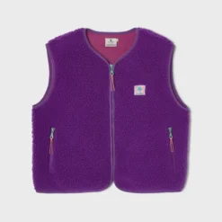 Veste sherpa zippée sans manches femme violet S