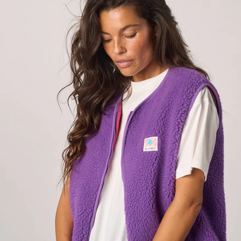 Veste sherpa zippée sans manches femme violet S
