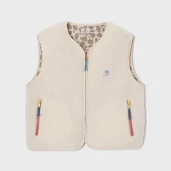 Veste sherpa zippée sans manches femme ivoire S