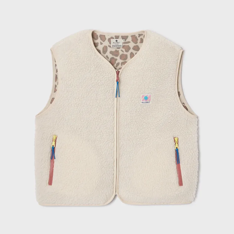 Veste sherpa zippée sans manches femme ivoire S