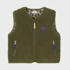 Veste sherpa zippée sans manches femme vert olive S