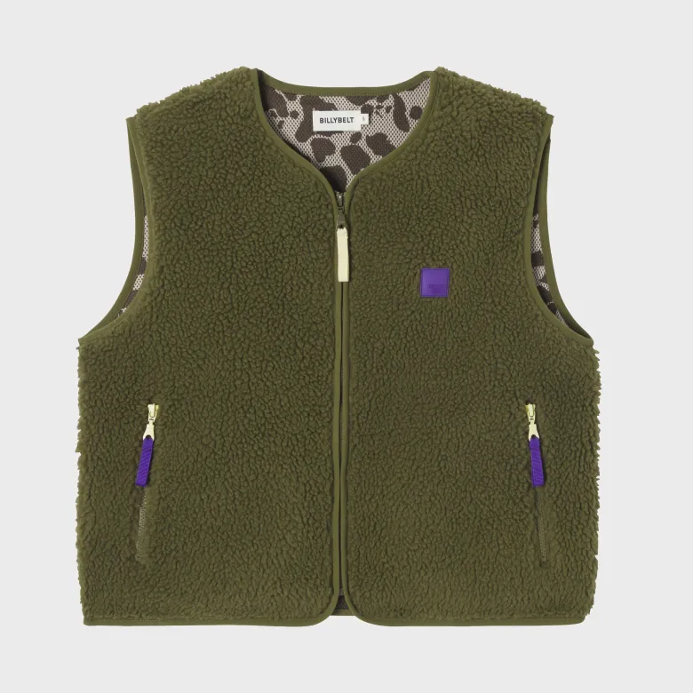 Veste sherpa zippée sans manches femme vert olive S
