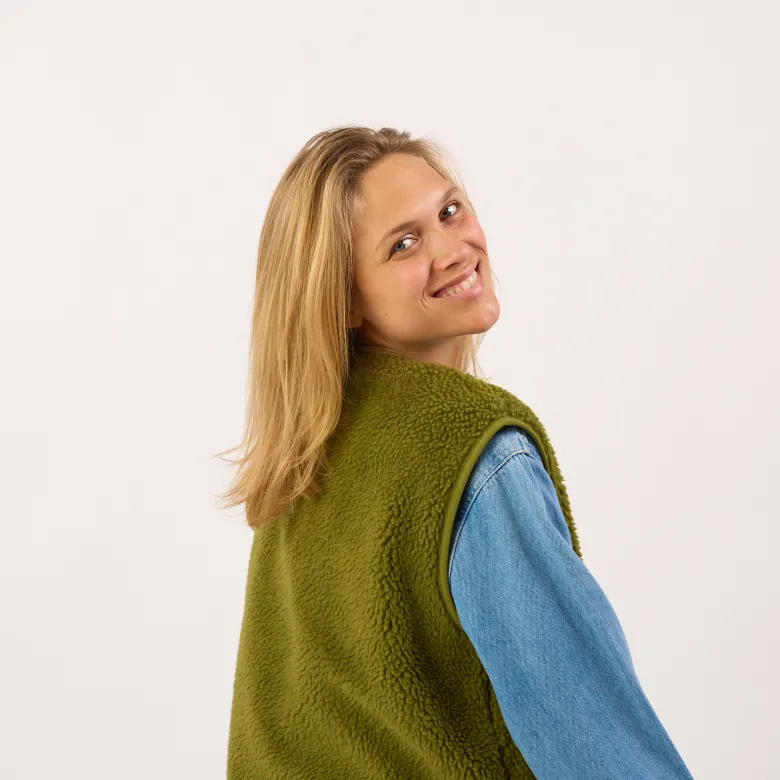 Veste sherpa zippée sans manches femme vert olive S