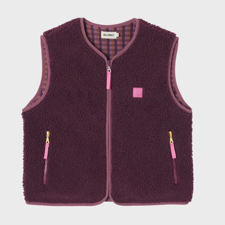 Veste sherpa zippée sans manches femme prune S