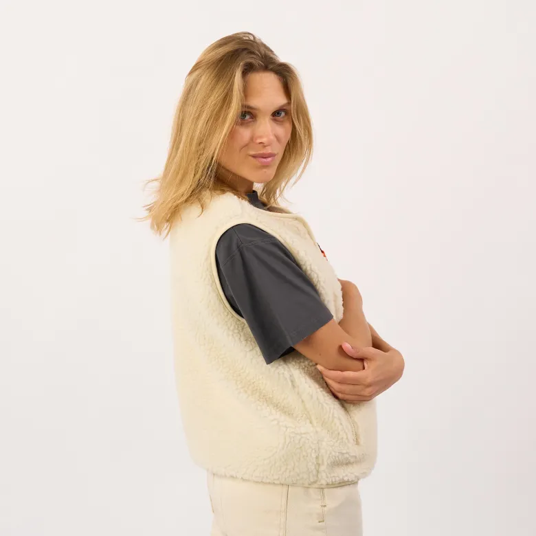 Veste sherpa zippée sans manches femme beige S