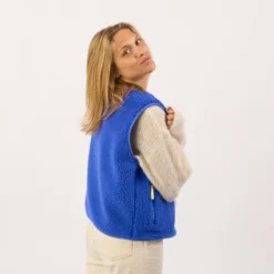 Veste sherpa zippée sans manches femme bleu électrique S