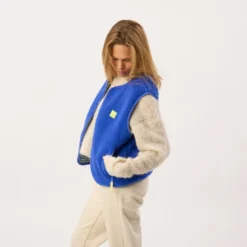Veste sherpa zippée sans manches femme bleu électrique S