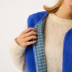 Veste sherpa zippée sans manches femme bleu électrique S
