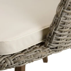 Vick - chaise de jardin en rotin en bois acacia et coussin blanc