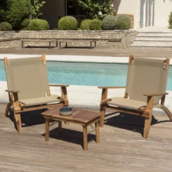 Vick - salon jardin bois acacia 2 pers : 2 fauteuils, table basse