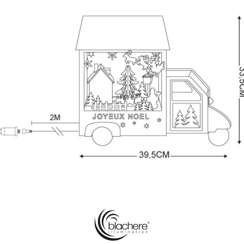 Village en bois led blanc chaud avec camion, déco artisanale à poser