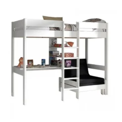 Vipack pino lit mezzanine blanc avec...