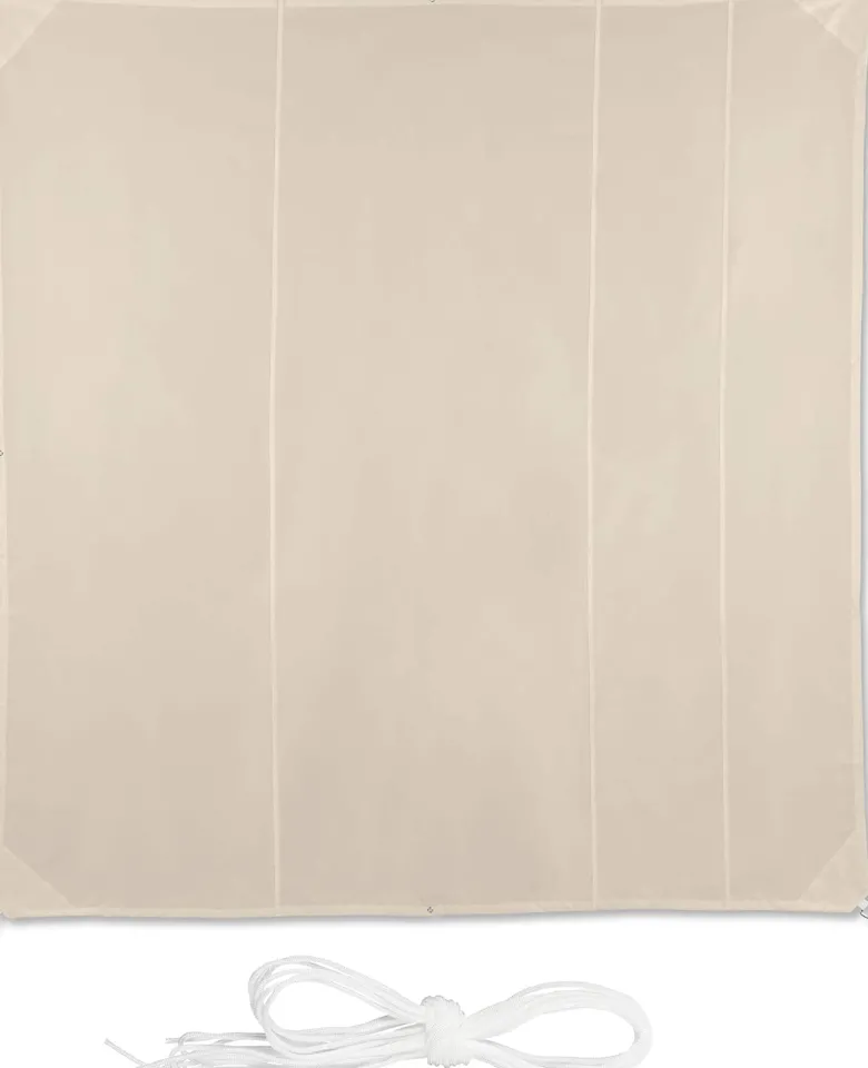 Voile d'ombrage carré 5 x 5 m 500 x 500 x 500 cm beige
