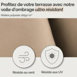 Voile ombrage carré - 3x3m Taupe