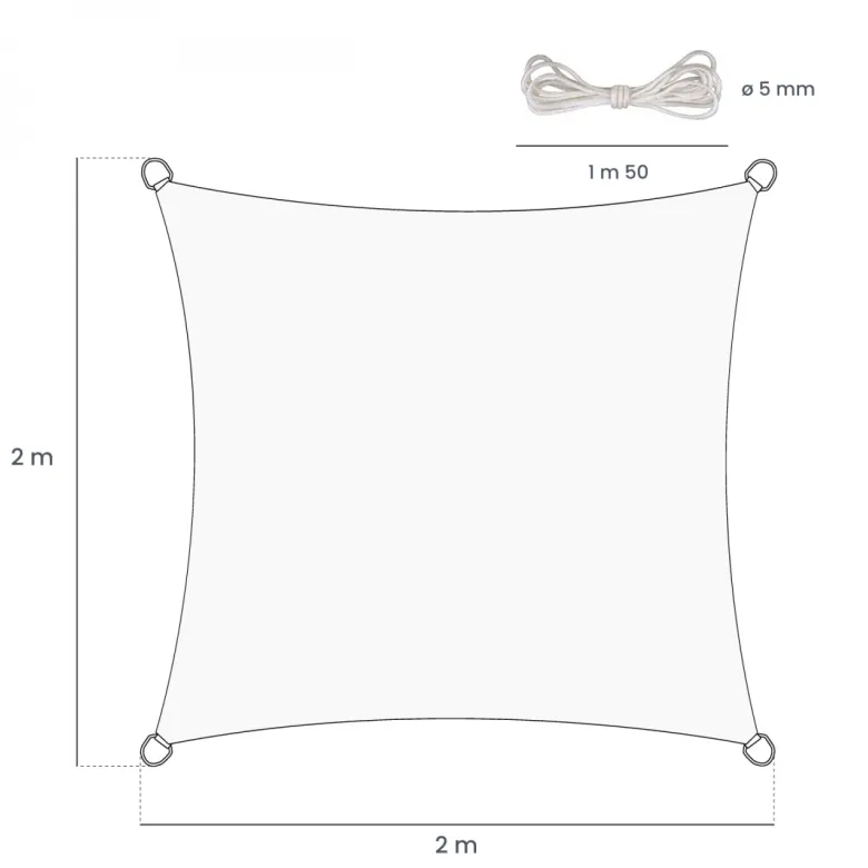 Voile ombrage carré - 2x2m Turquoise