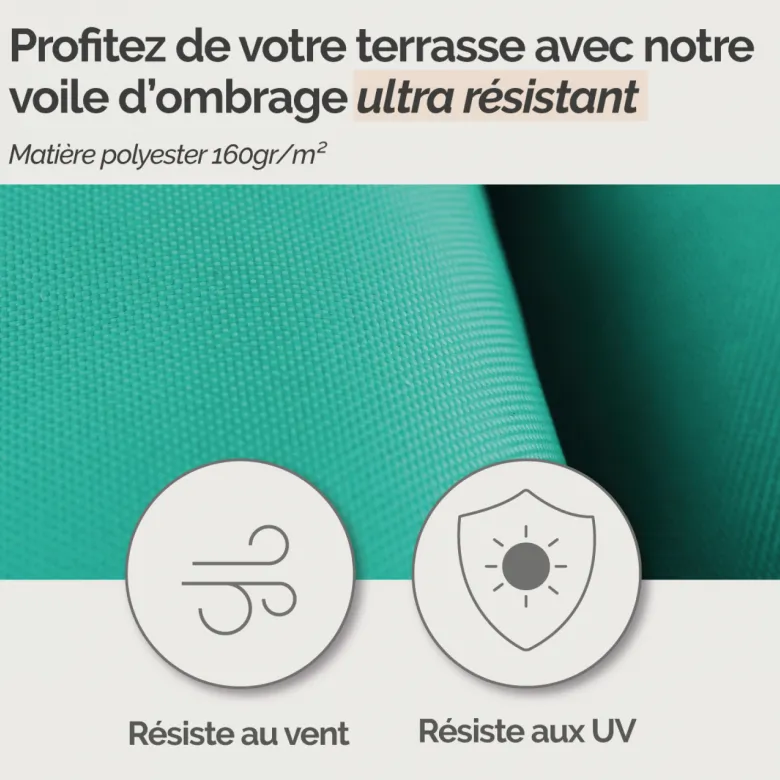Voile ombrage carré - 2x2m Turquoise