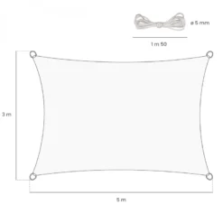 Voile ombrage rectangulaire - 3x5m Turquoise