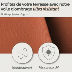 Voile ombrage rectangulaire - 4x5m Rouge