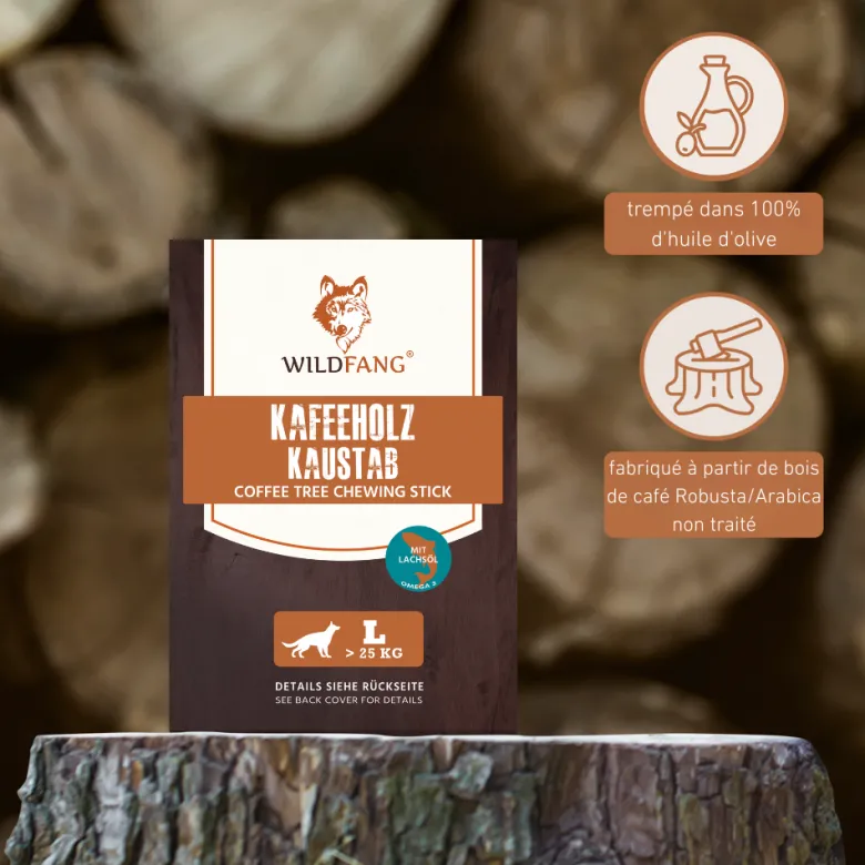 Wildfang - bâton à mâcher en bois de caféier à l'huile de saumon - 3 x s