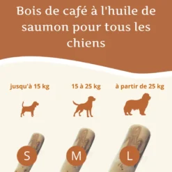 Wildfang - bâton à mâcher en bois de caféier à l'huile de saumon - 3 x s