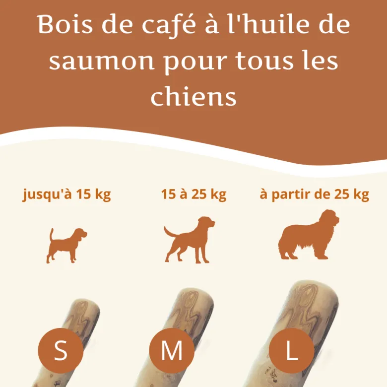 Wildfang - bâton à mâcher en bois de caféier à l'huile de saumon - 3 x s