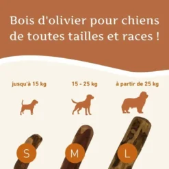 Wildfang® bâton à mâcher en bois d'olivier - taille m - 3 pieces