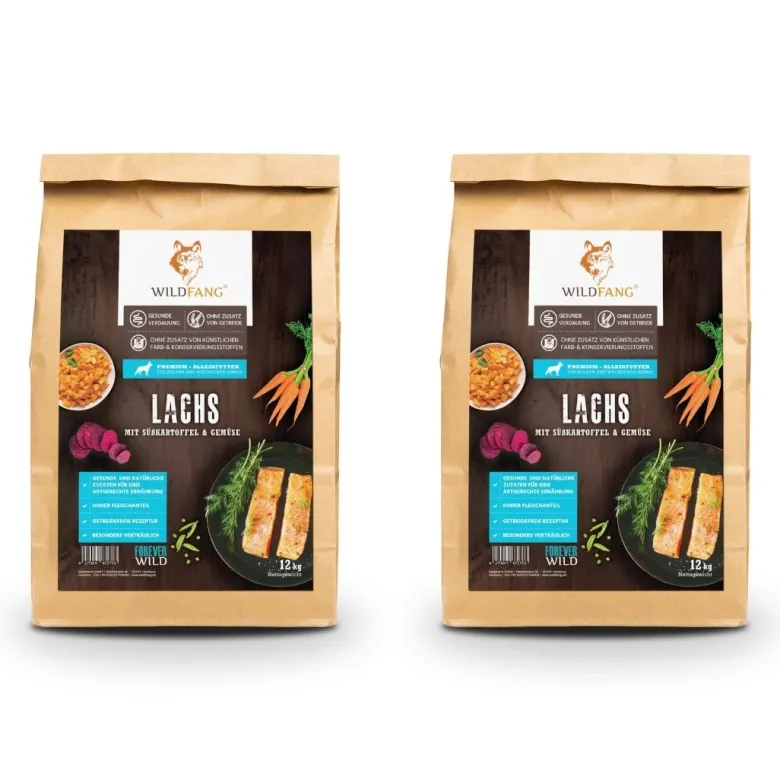 Wildfang® croquettes junior au saumon pour chiots - sans céréales - 2 x 2 kg