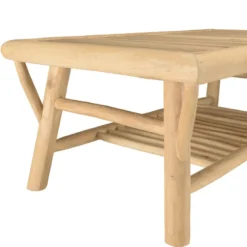 Will - table basse rect. En branches de bois de teck double plateau