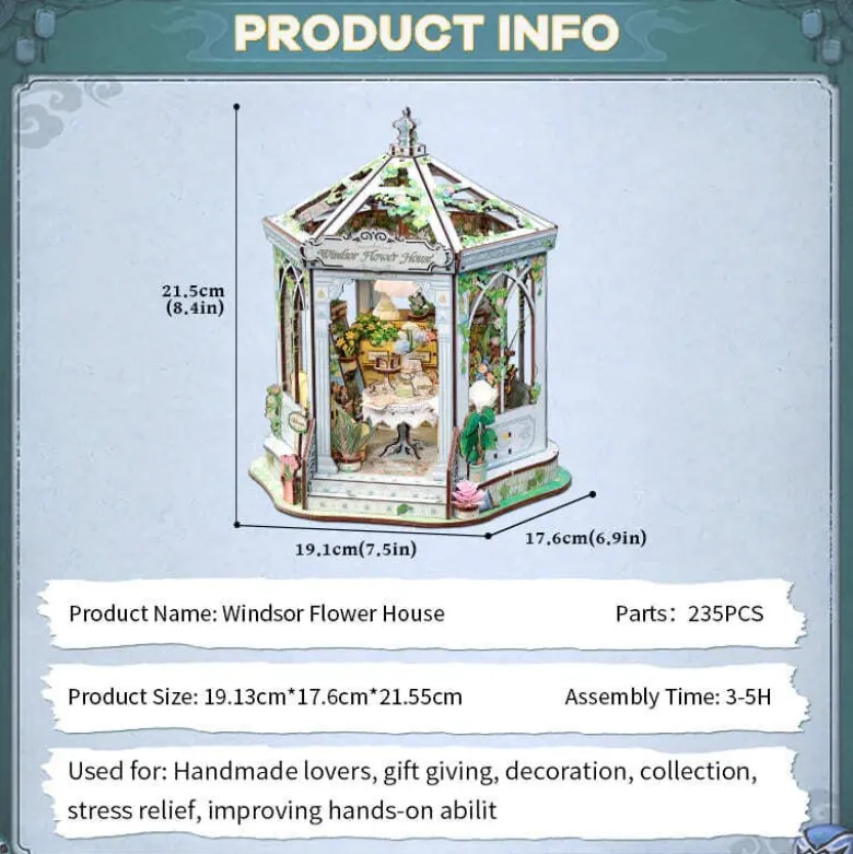 Windsor flower house - maquette booknook serre-livre
